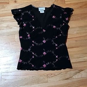 LA Embroidered Sheer Blouse
